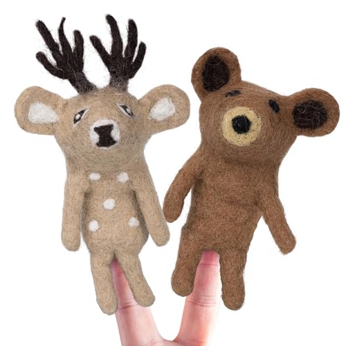 Handmade Wool Finger Puppets | Set of Two