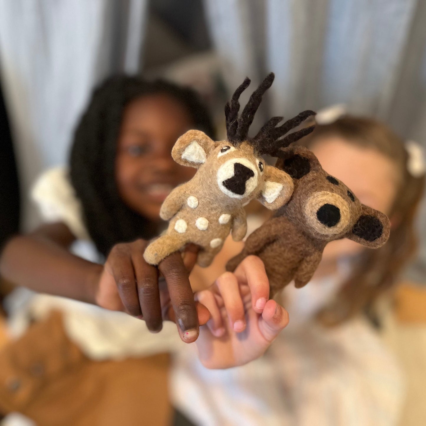 Handmade Wool Finger Puppets | Set of Two